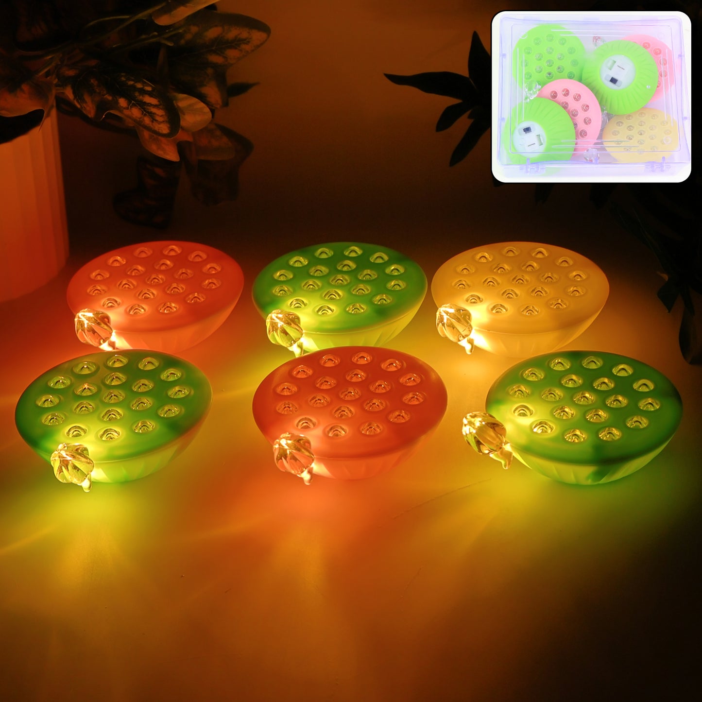 Set Of 6 Lotus Canopy Led Decorative Lamps