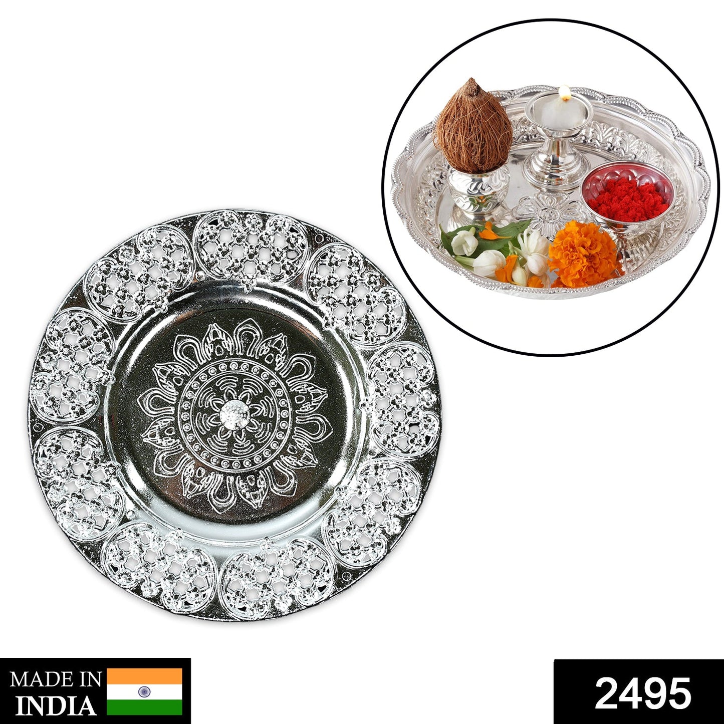 Beautiful 8-inch Plastic Pooja Thali Set Perfect For Daily Use Special Occasions (Plastic)
