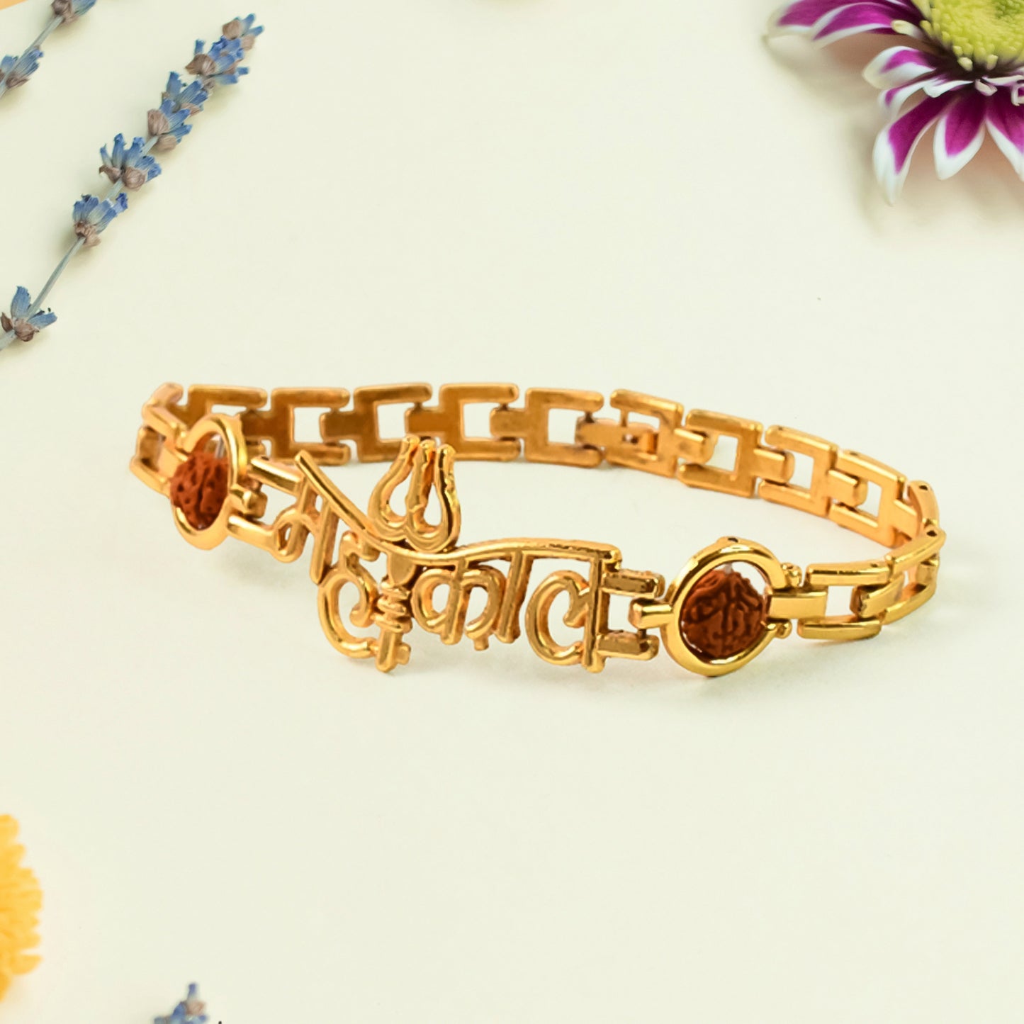 Mahakal Trishul Design Rudraksh Beads Bracelet Rakhi