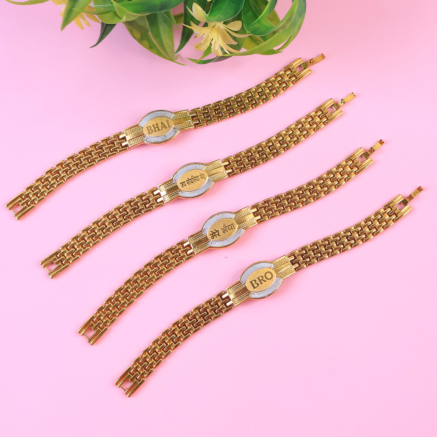 Rakhi Bracelet For Brother Metal Chain Style Rakhi With Mixed Designs (1 Pc)