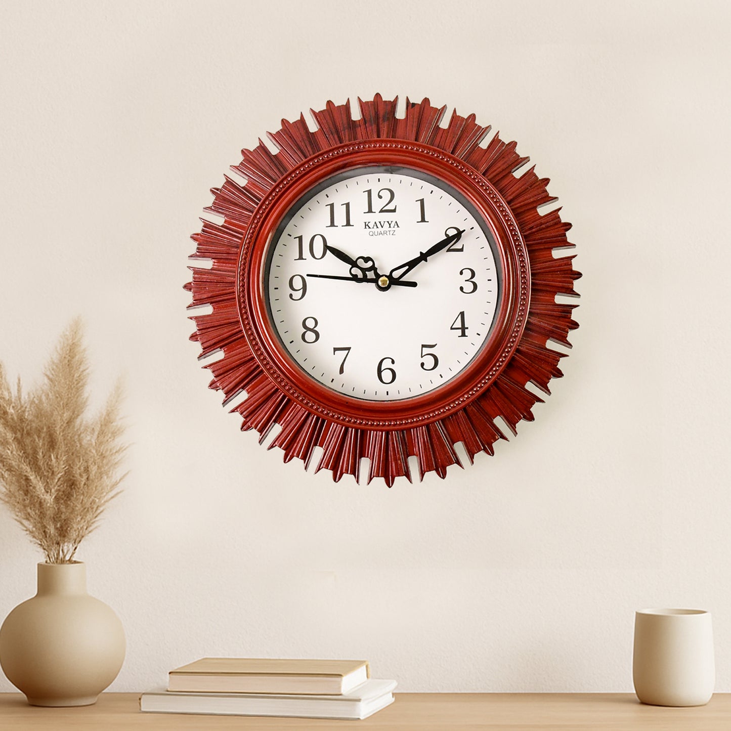 4918 Wooden Look Designer Wall Clock Plastic Decorative Latest Wall Clock Battery Operated Round Easy To Read For Roomhomekitchenbedroomofficeschool