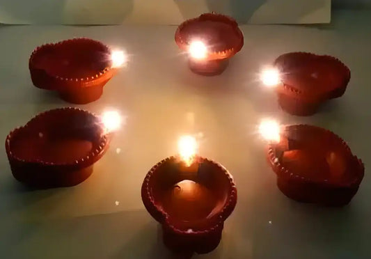 Led Brown Diya with Water Senor (Pack of 6)