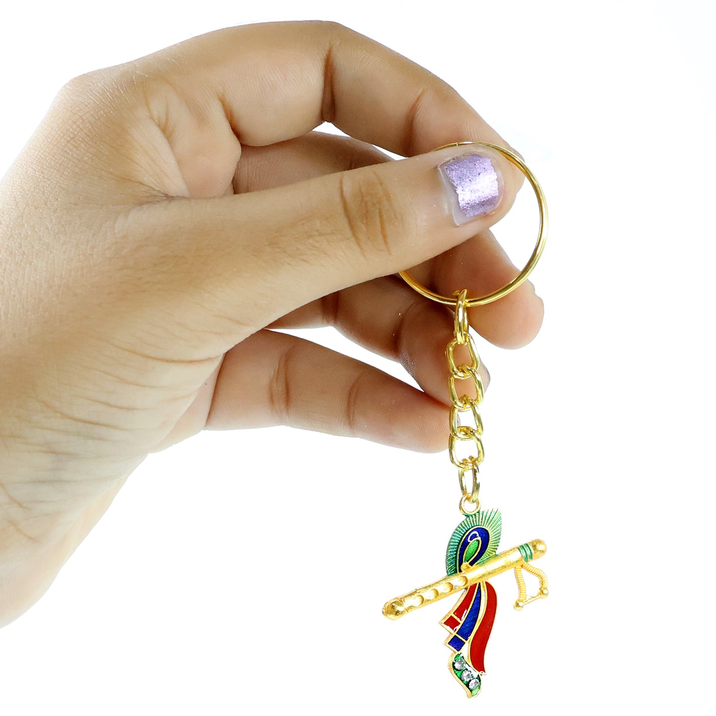 Krishna Flute With Peacock Feather Design Keychain (1 Pc)