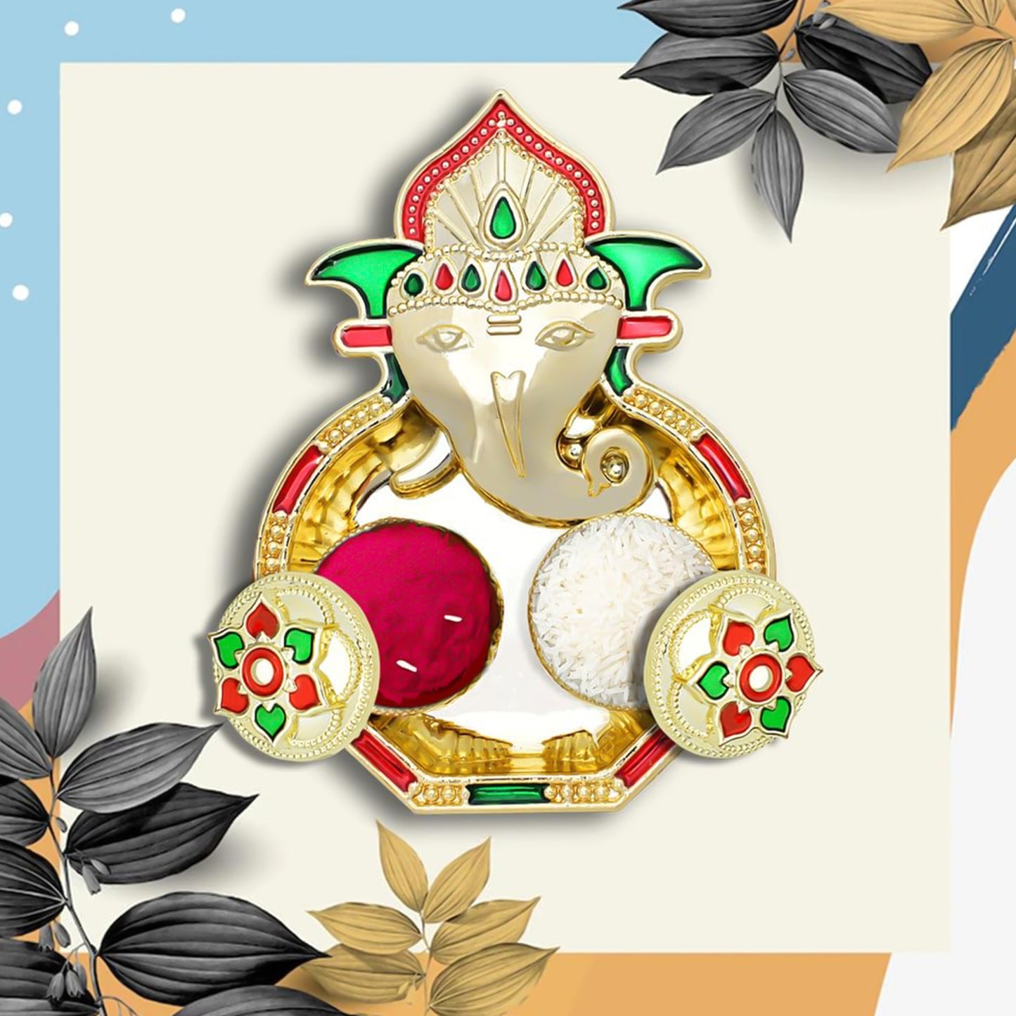 Ganesh Design Decorative Kumkum Box - (1 Pc)