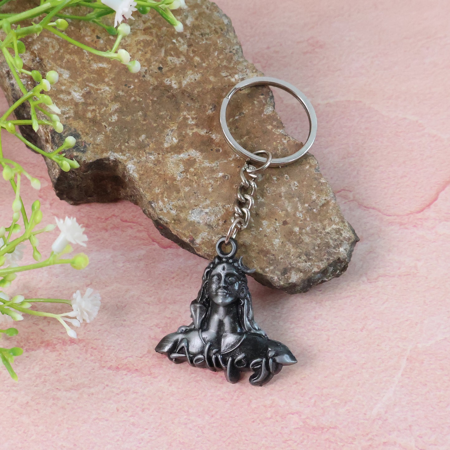 Adiyogi Shiva Face Metal Keychain (1 Pc)