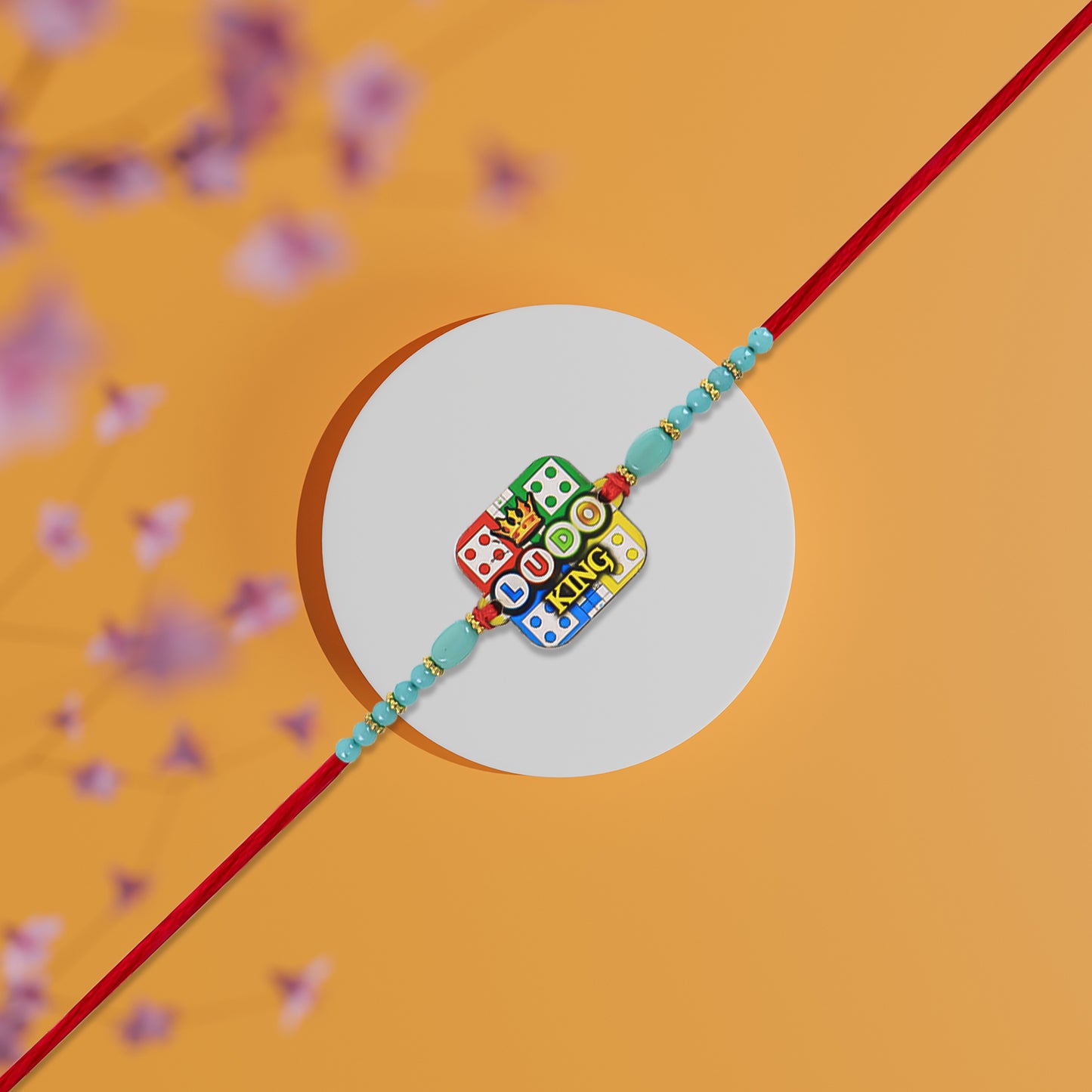 Motu Patlu Cartoon Kids Rakhi  King Of Kings Design With Red Thread And Silver Beads