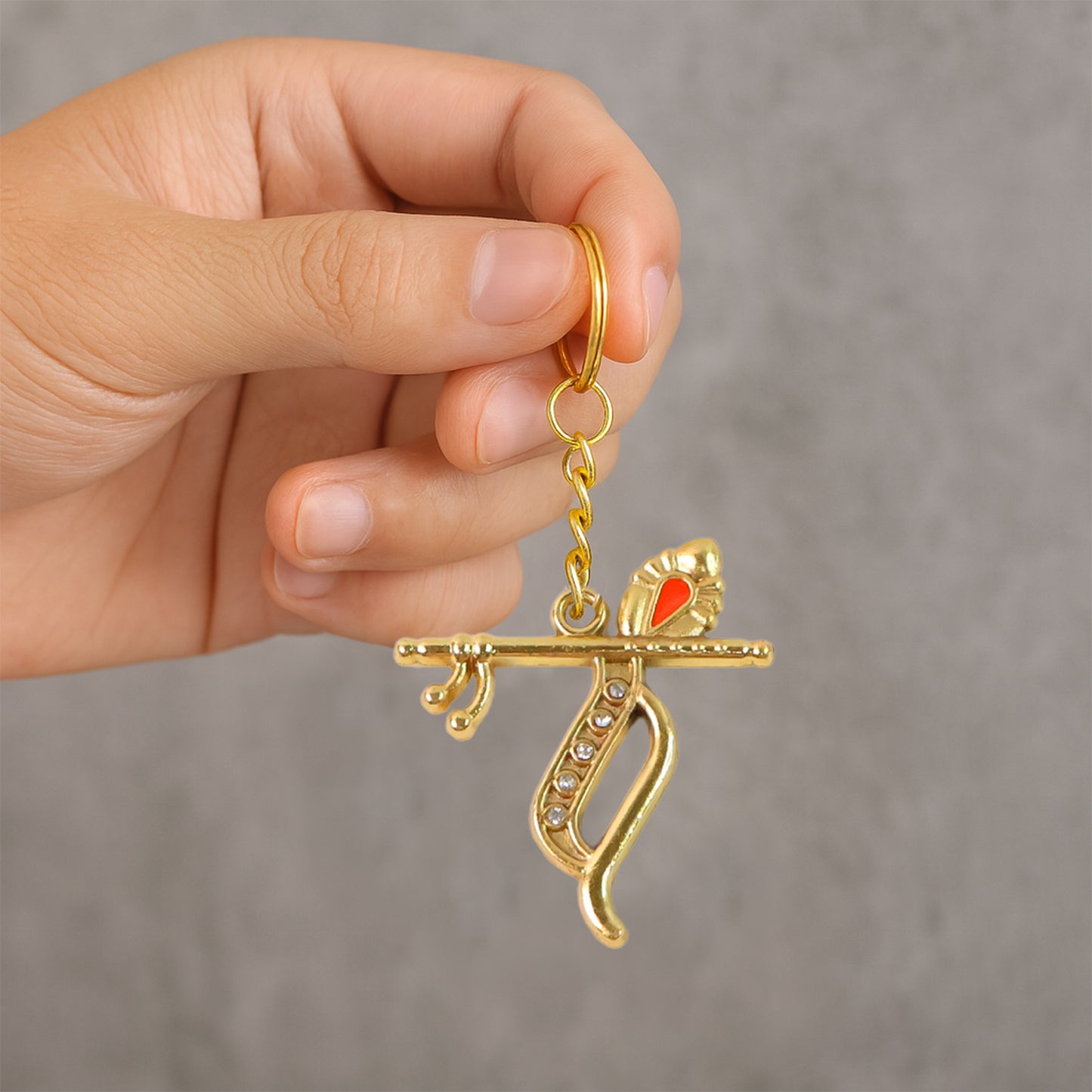 Flute And Peacock Feather Krishna Design Keychain (1 Pc)