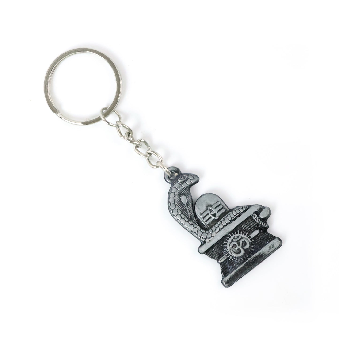 Shivling With Snake Design Silver Keychain (1 Pc)