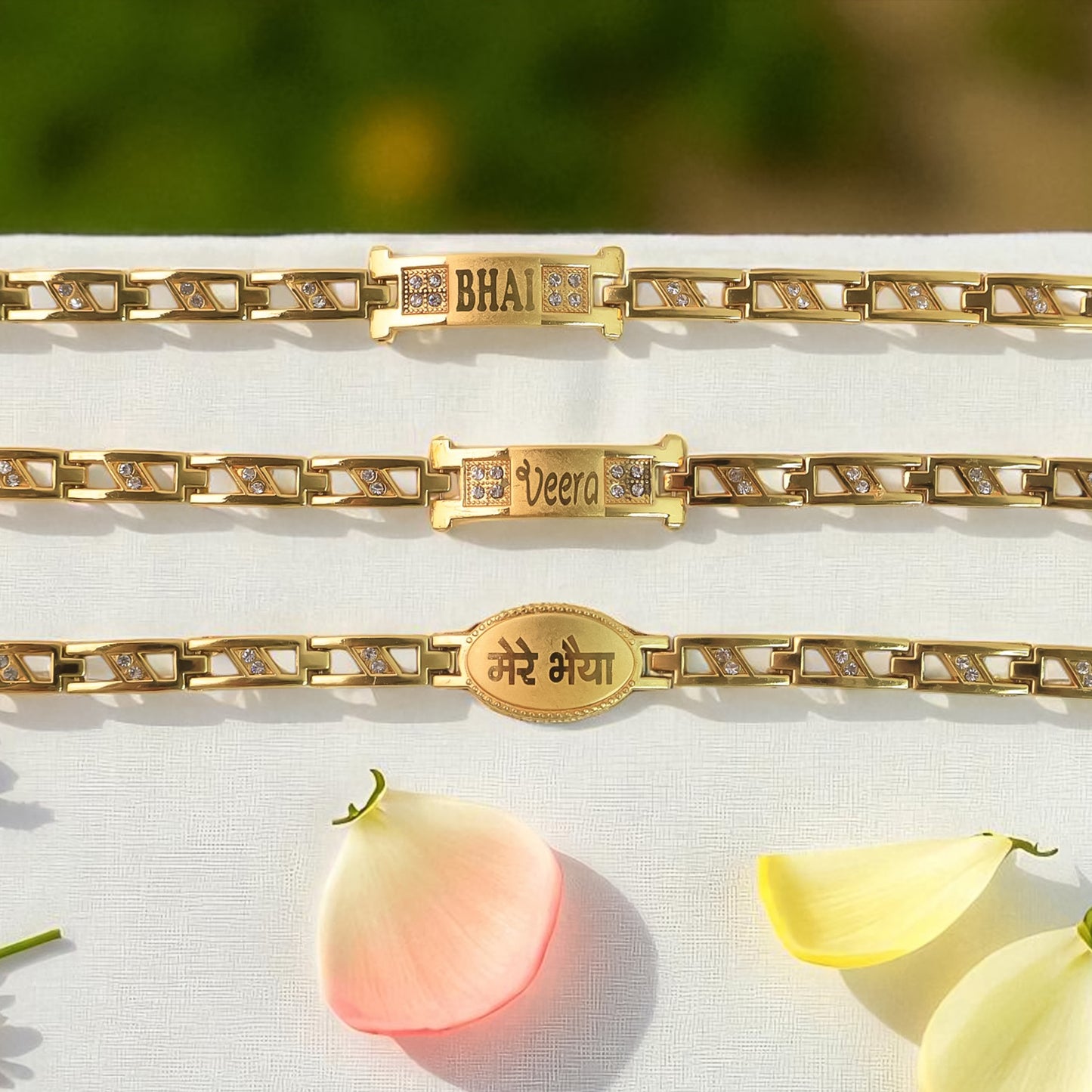 Metal Rakhi Bracelet For Brother Chain Rakhi With Wording (Mix Design 1 Pc)