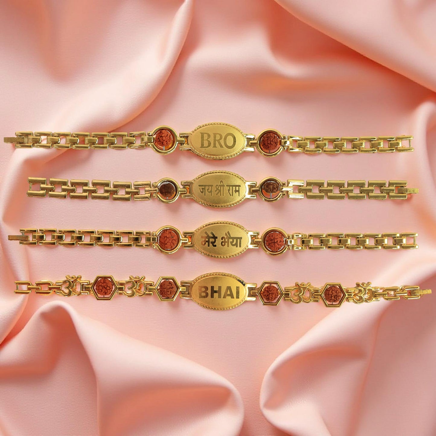 Gold Plated Metal Bracelet Rakhi For Brother (1 Pc)