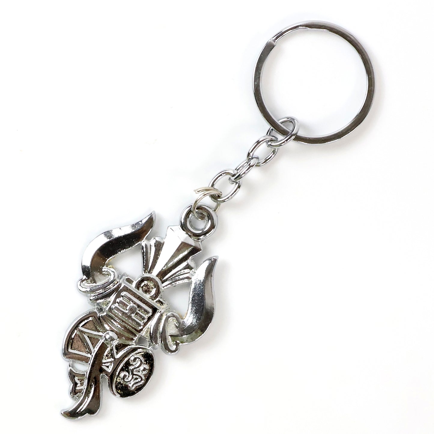 Trishul Damru Shiv Symbol Silver Keychain (1 Pc)