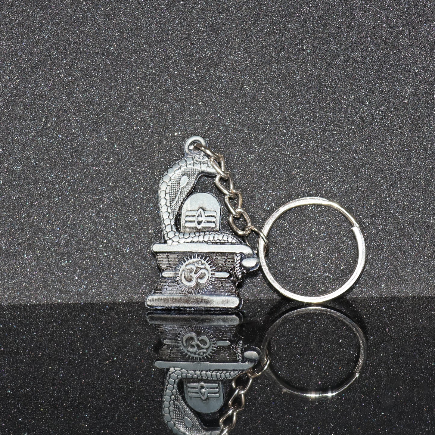 Shivling With Snake Design Silver Keychain (1 Pc)