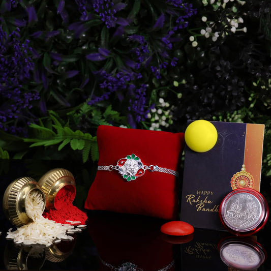 Rakhi For Brother  Silver Color Coin  Greeting Card With Colorful Fridge Magnets 2 Pc  Rakhi For Bhai Bhabhi  Kids  Combo Gift Pack For Raksha Bandhan Festival (K1_a32_4676(Q2)_y25)