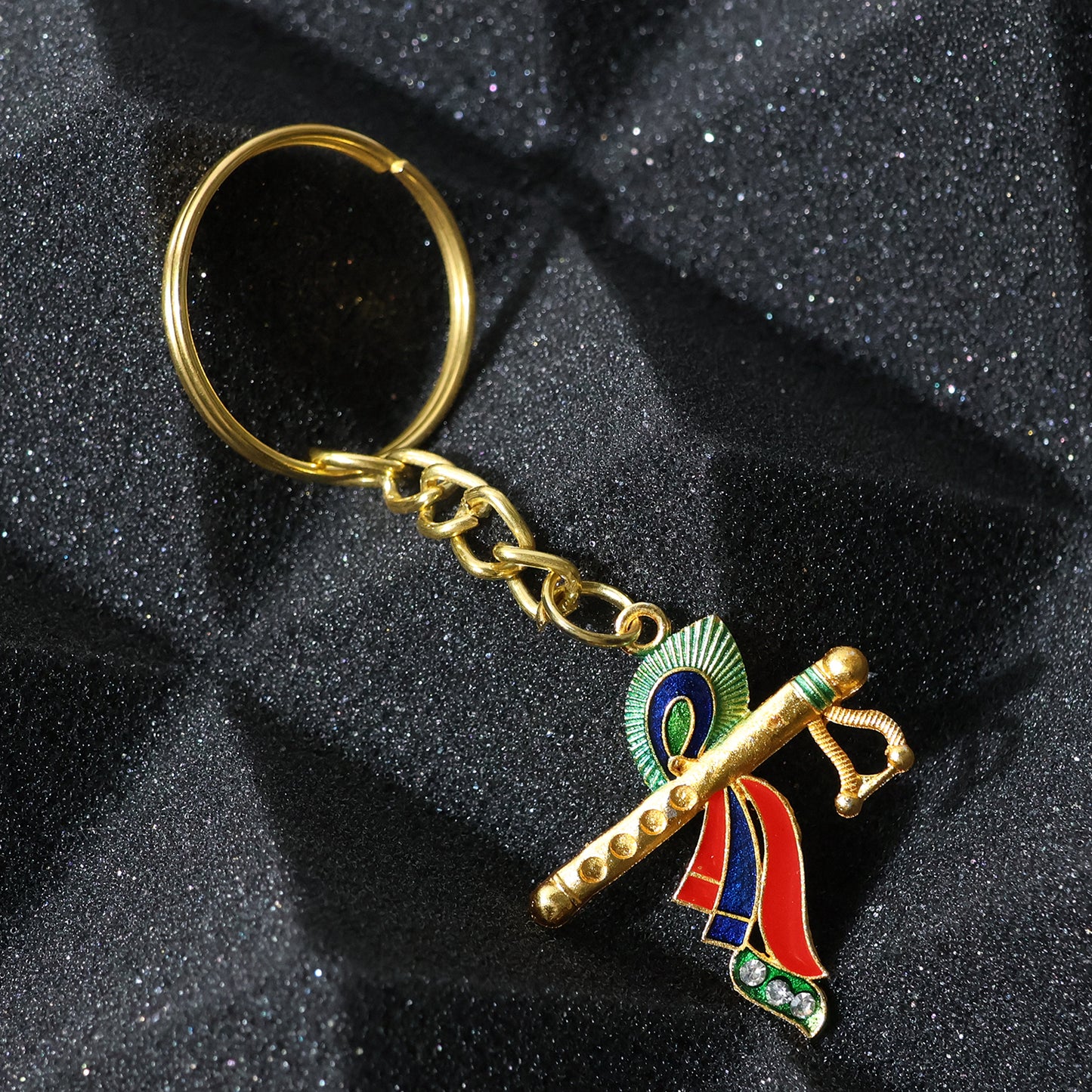 Krishna Flute With Peacock Feather Design Keychain (1 Pc)