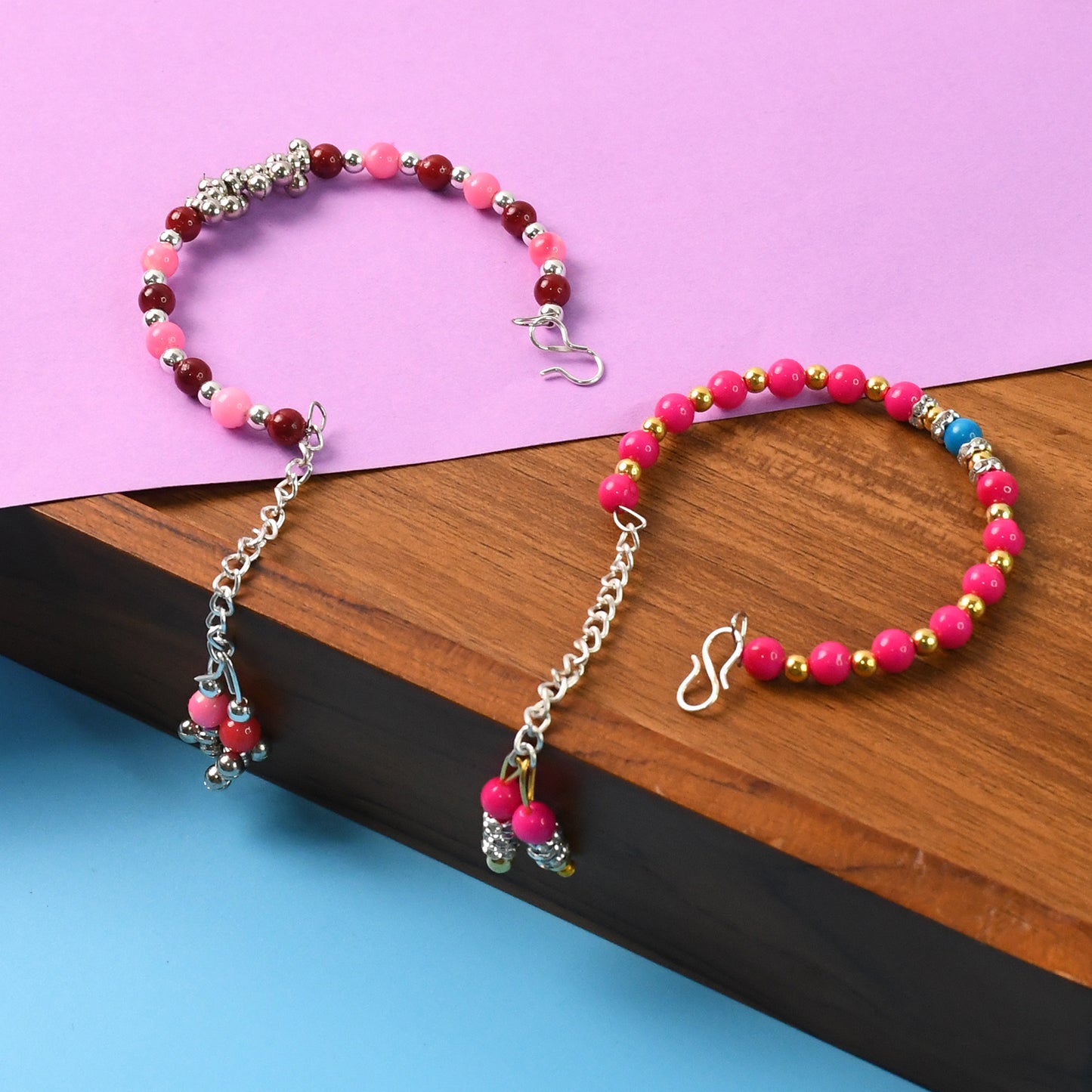 Traditional And Trendy Beaded Bracelet With Adjustable Chain (1 Pc)
