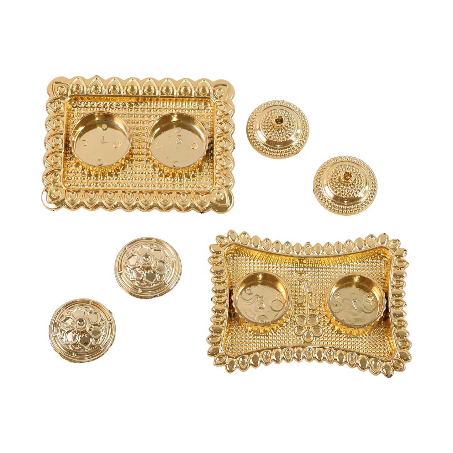 Ornate Rectangular Pooja Tilak Plate - (Mix Design  1 Pc)