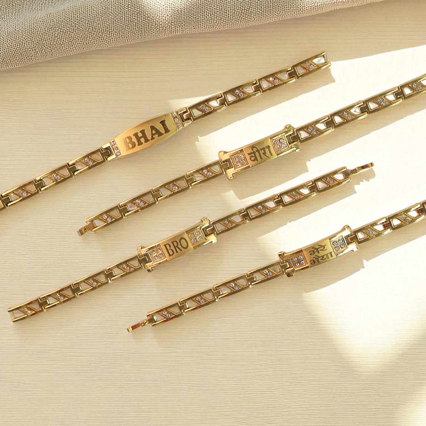 Metal Rakhi Bracelet For Brother Chain Rakhi With Wording (Mix Design 1 Pc)