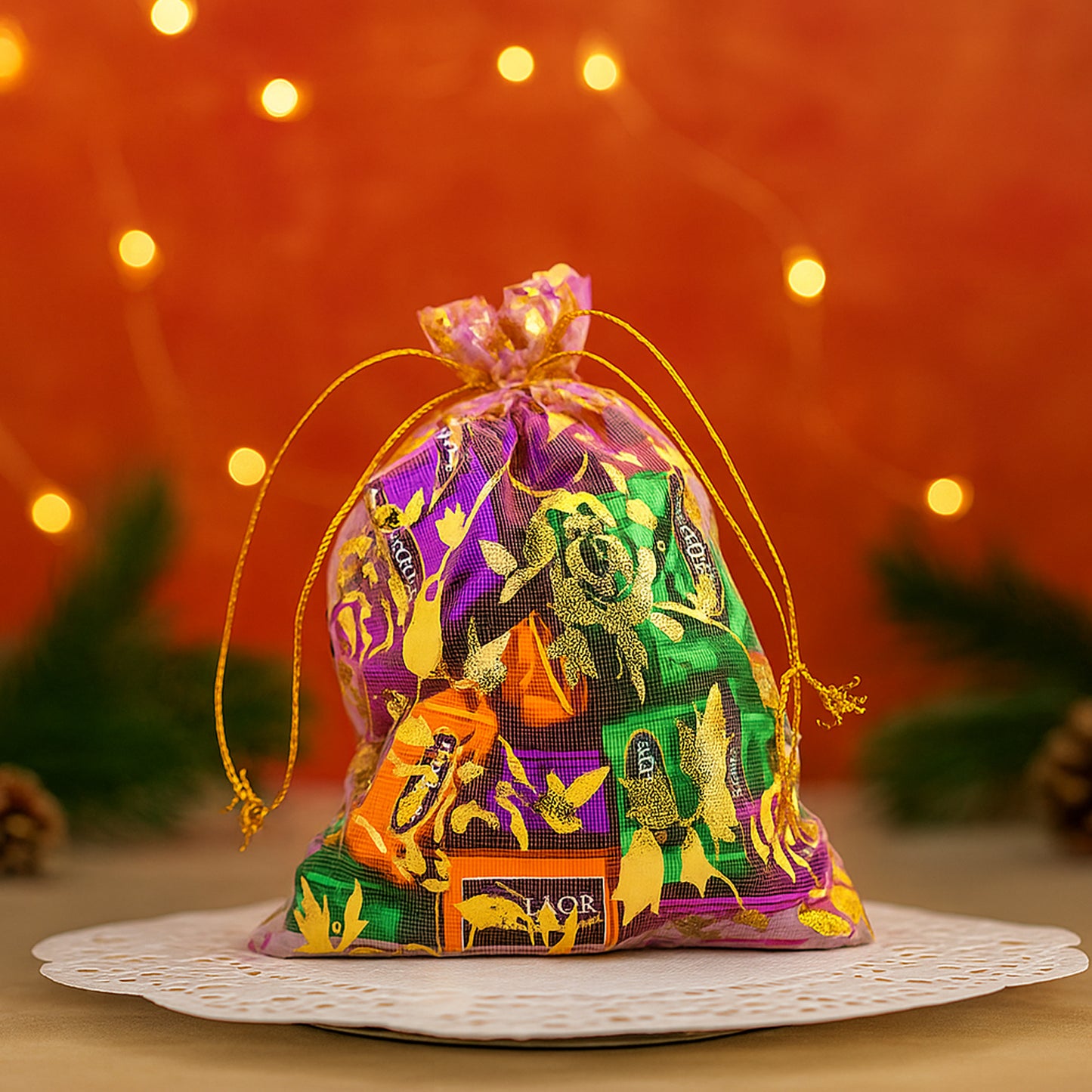 Decorative Gift Potli With 10 Premium Chocolates  Reusable Potli  Festive  Return Gift Hamper