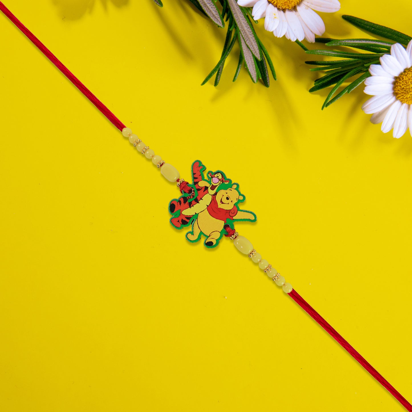 Motu Patlu Cartoon Kids Rakhi  King Of Kings Design With Red Thread And Silver Beads